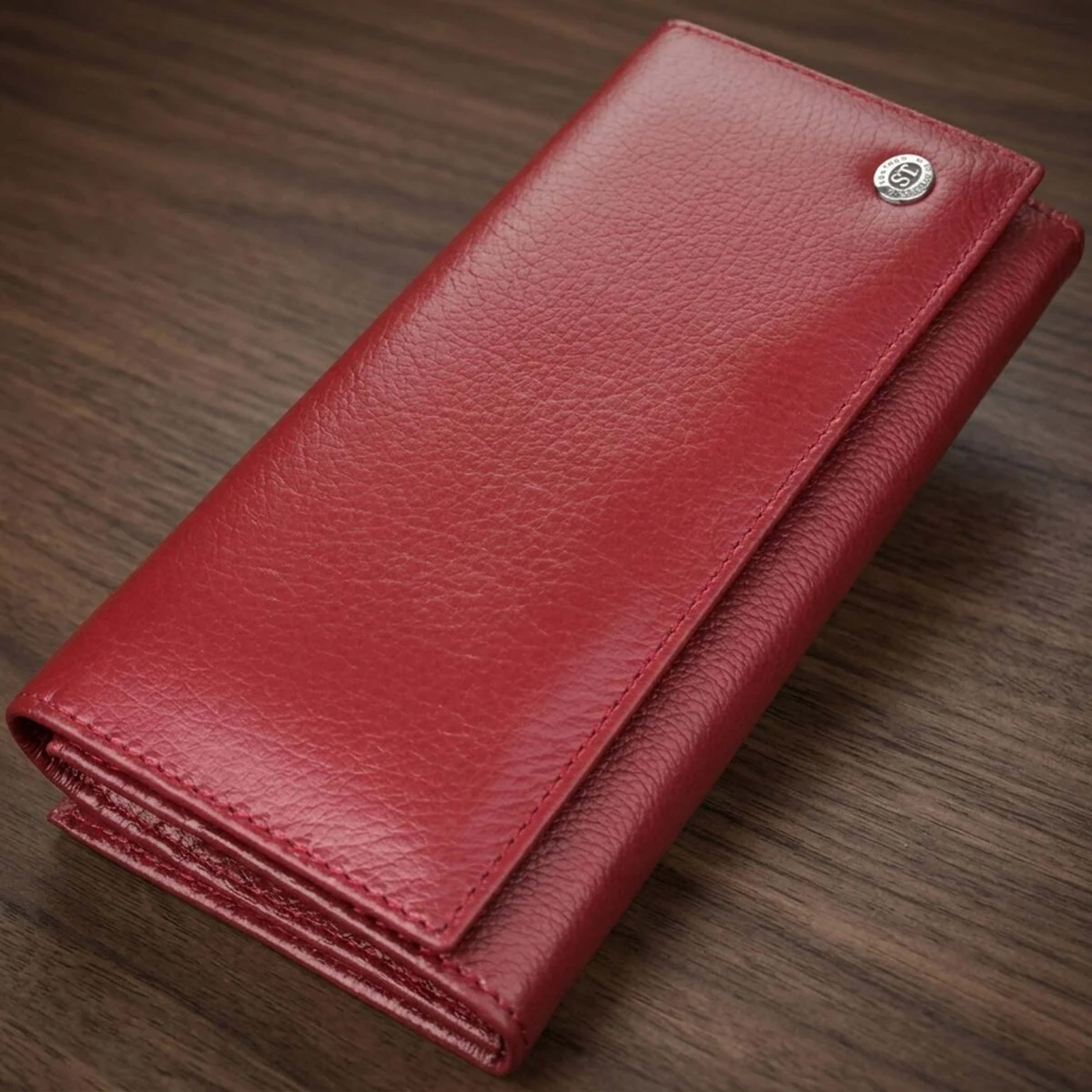 Елегантний гаманець для жінок з монетницею із натуральної шкіри ST Leather 23107 Бордовий