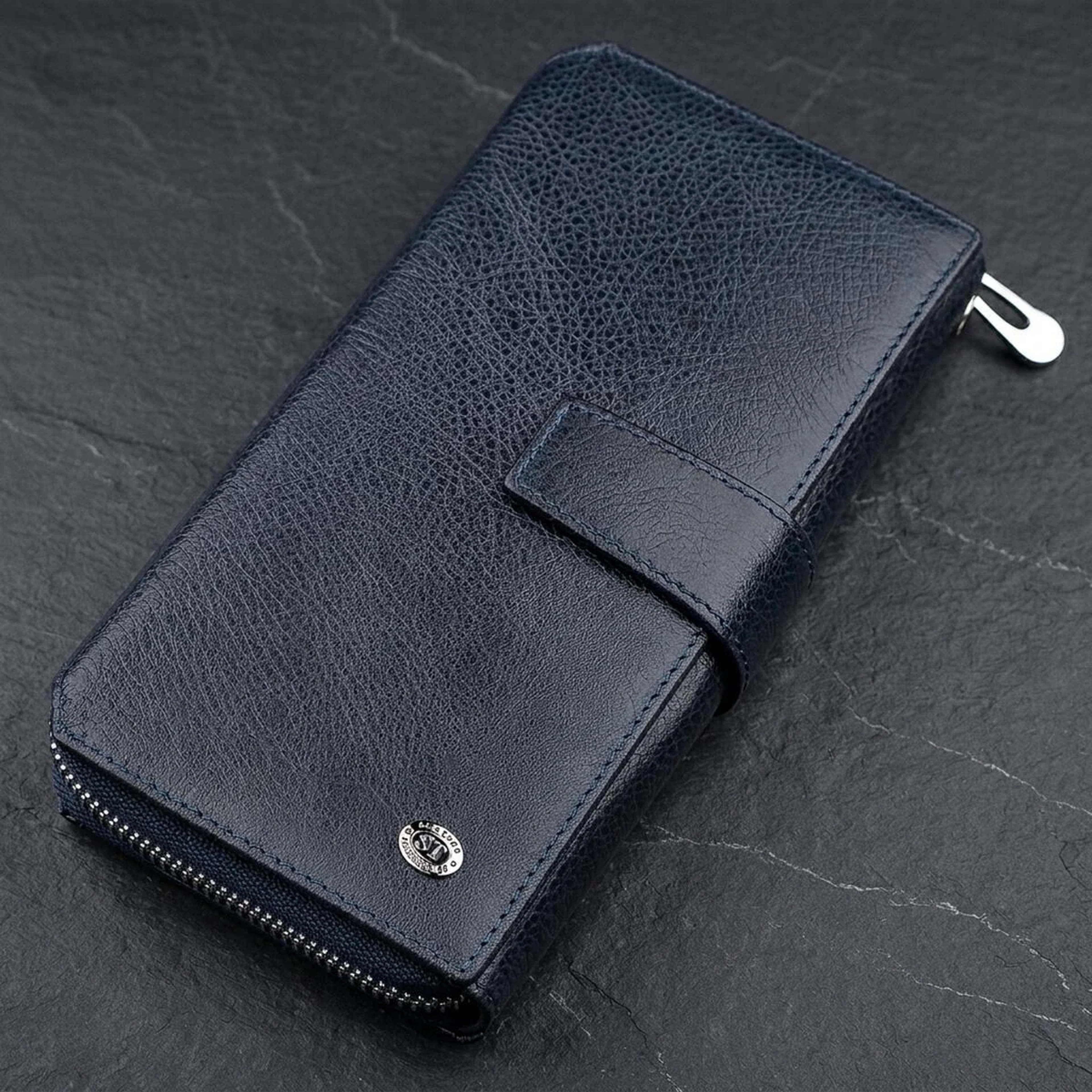 Чоловічий гаманець ST Leather 18454 (ST128) шкіряний Синій