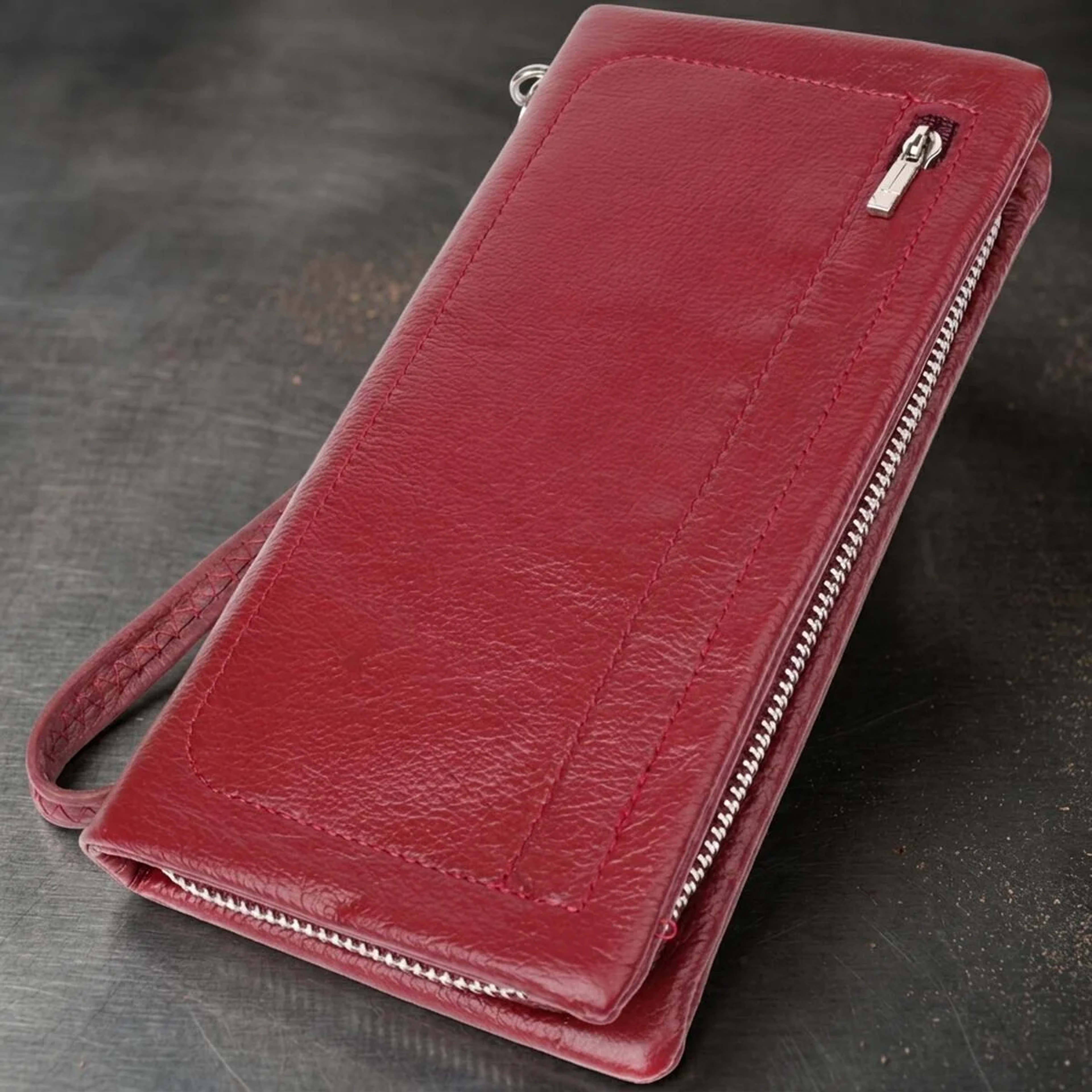 Шкіряний жіночий гаманець-клатч із відділенням під телефон ST Leather 23102 Бордовий