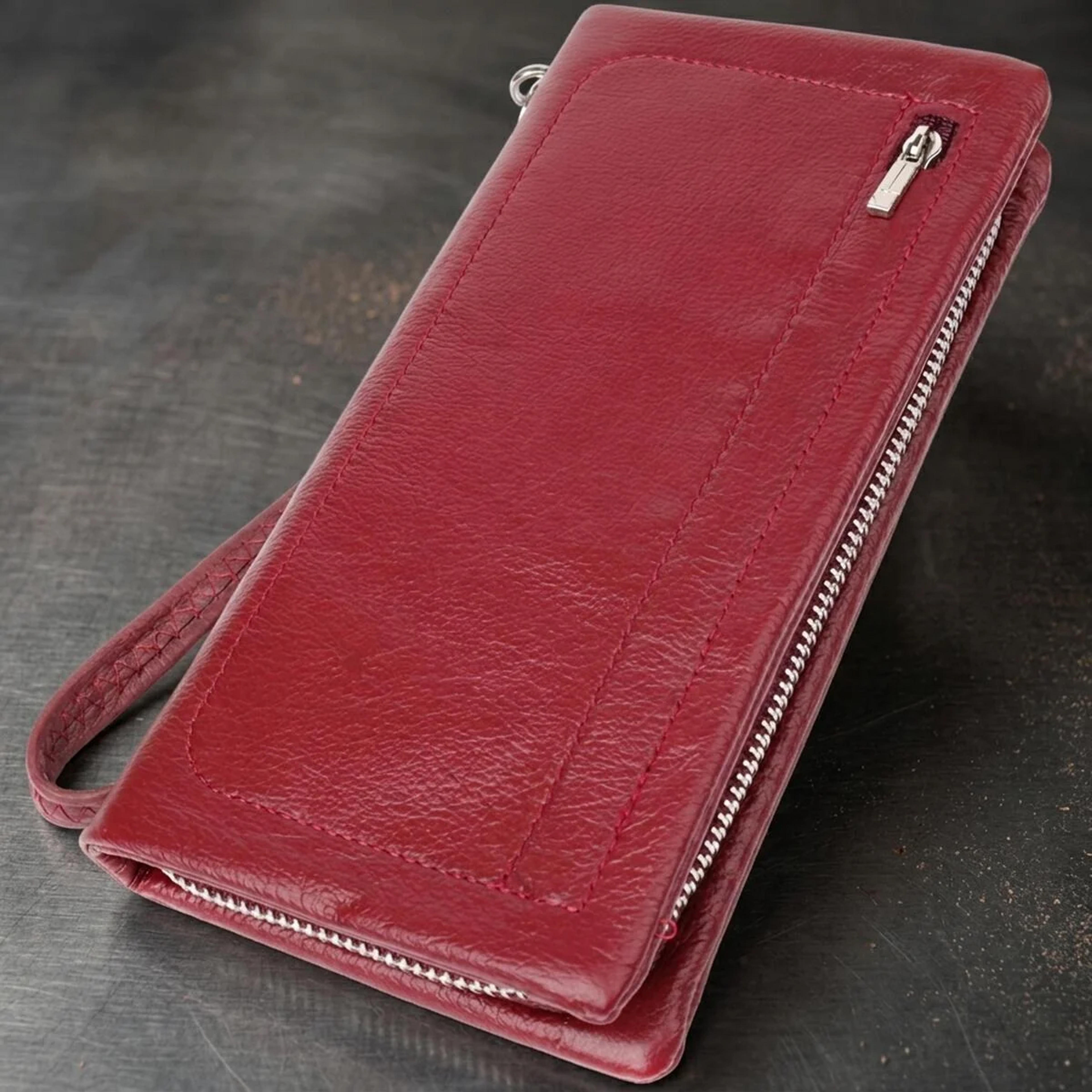Шкіряний жіночий гаманець-клатч із відділенням під телефон ST Leather 23102 Бордовий