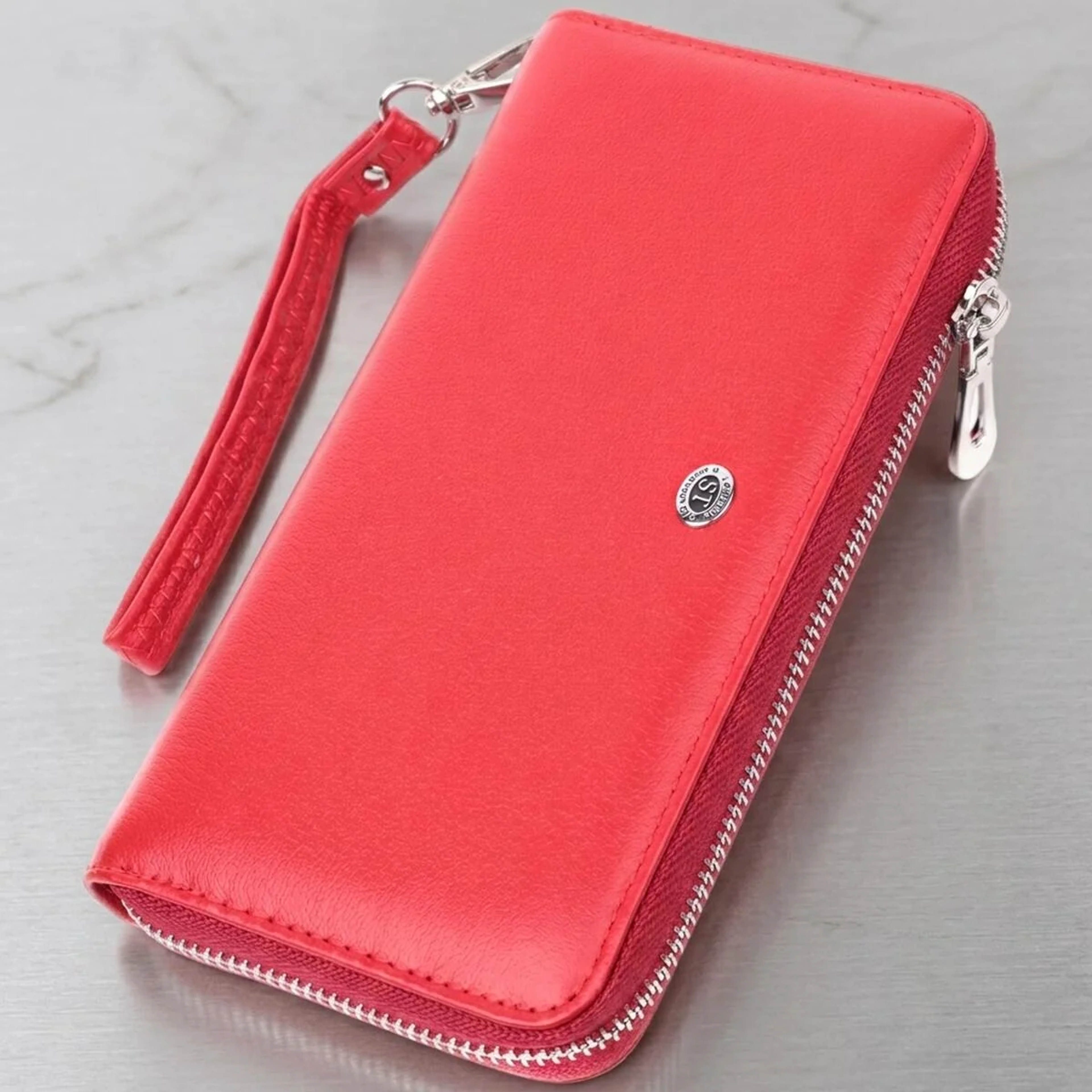 Стильный кошелек-клатч для женщин на одно отделение из натуральной кожи ST Leather 22561 Красный