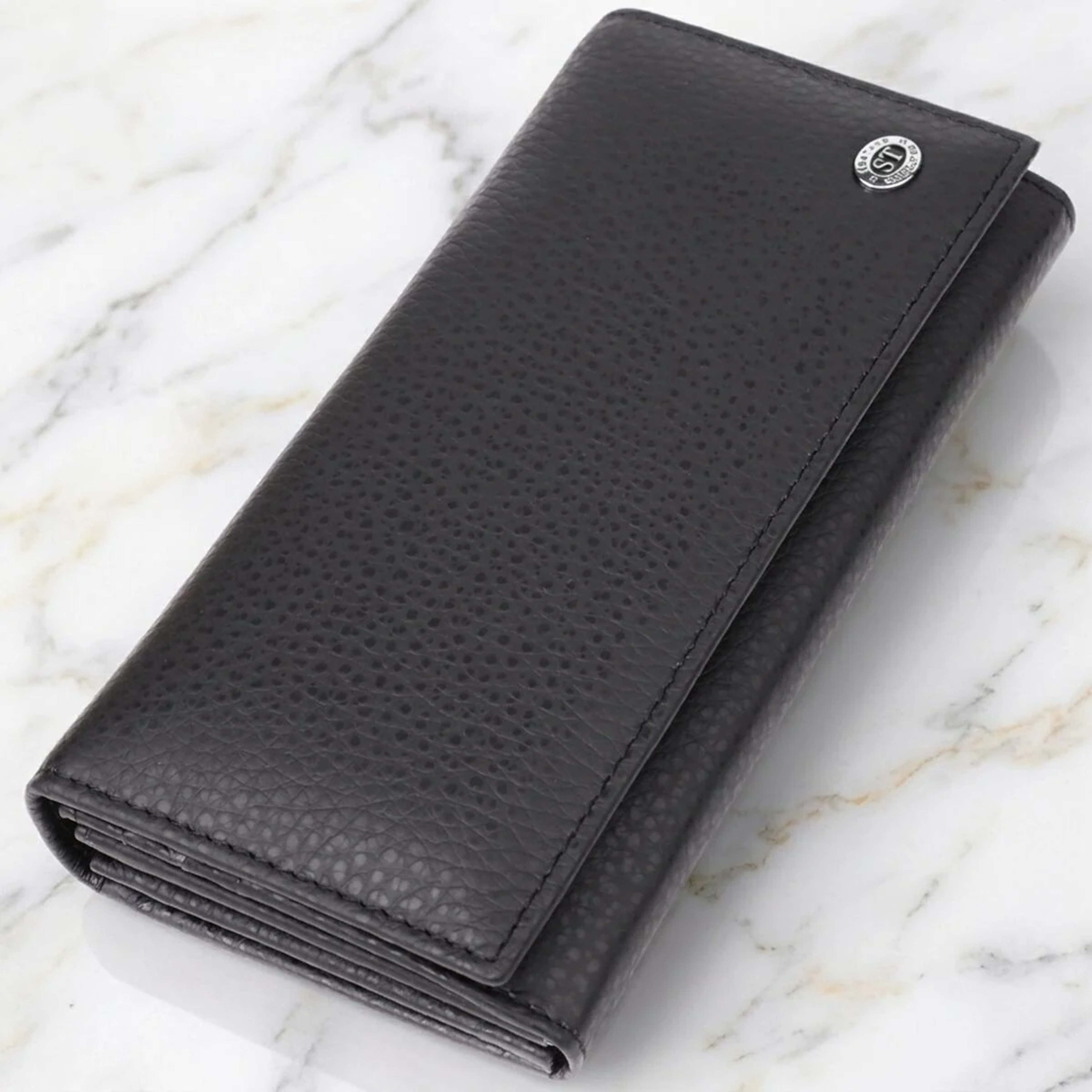 Жіночий вертикальний гаманець із натуральної шкіри ST Leather 23084 Чорний