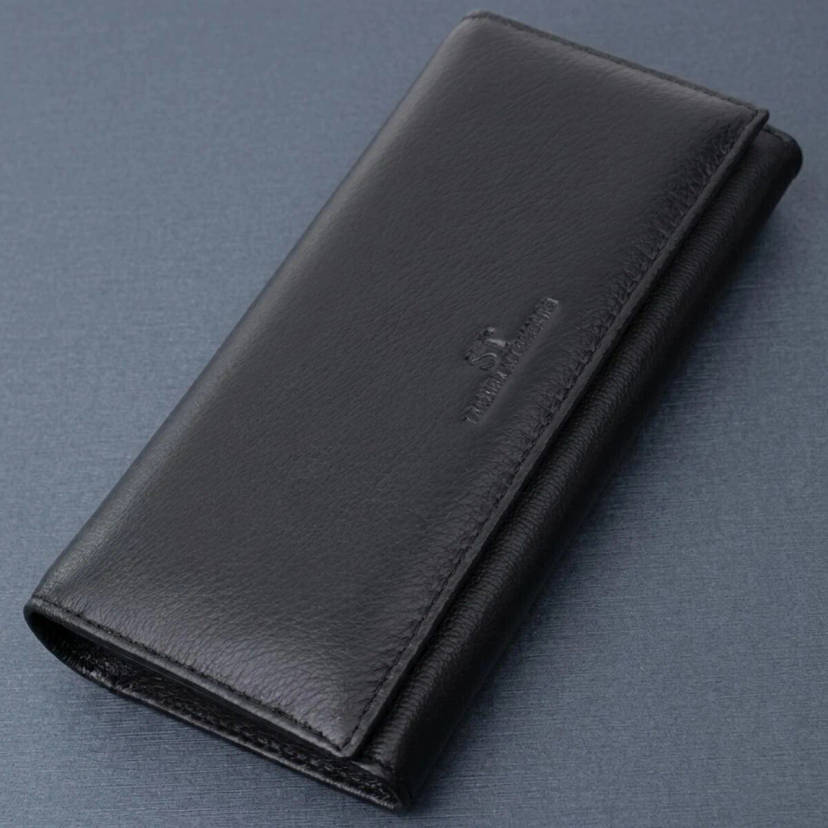 Класичний жіночий гаманець з натуральної шкіри ST Leather 22676 Чорний