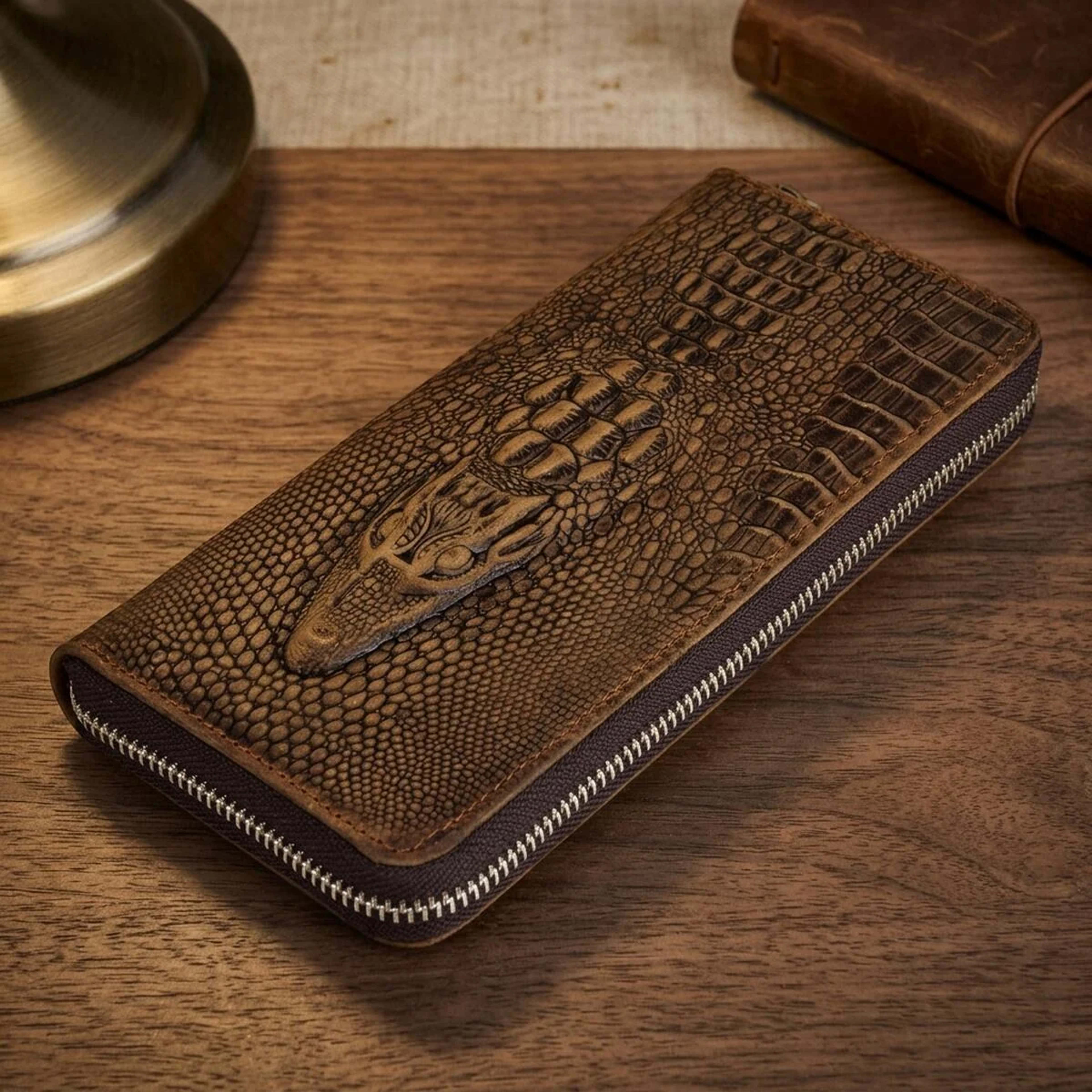 Чоловік клатч Vintage 14462 шкіра під крокодила Коричневий