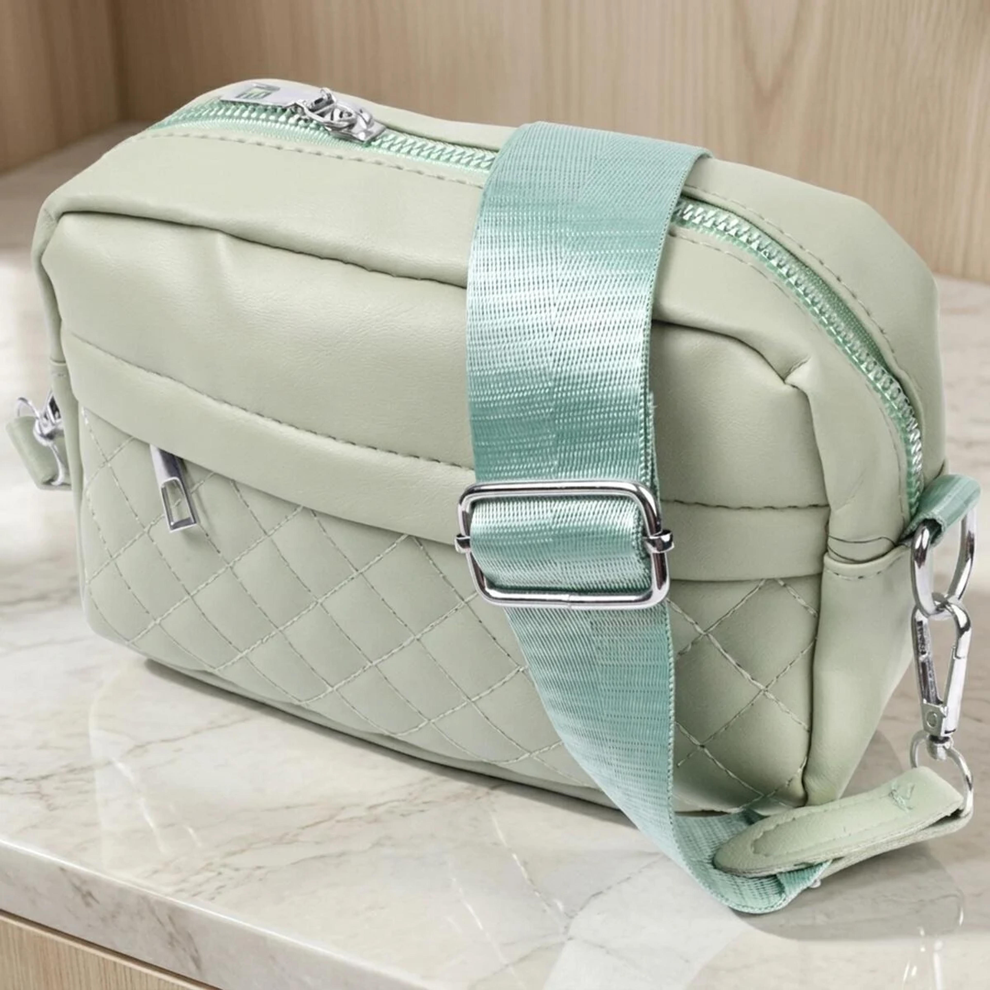 Стильна жіноча сумка крос-боді з монетницею з екошкіри Vintage 22797 Фісташковий