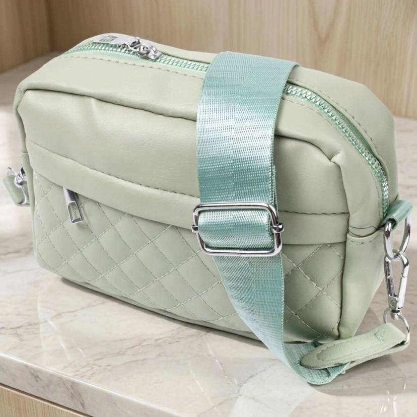 Стильна жіноча сумка крос-боді з монетницею з екошкіри Vintage 22797 Фісташковий