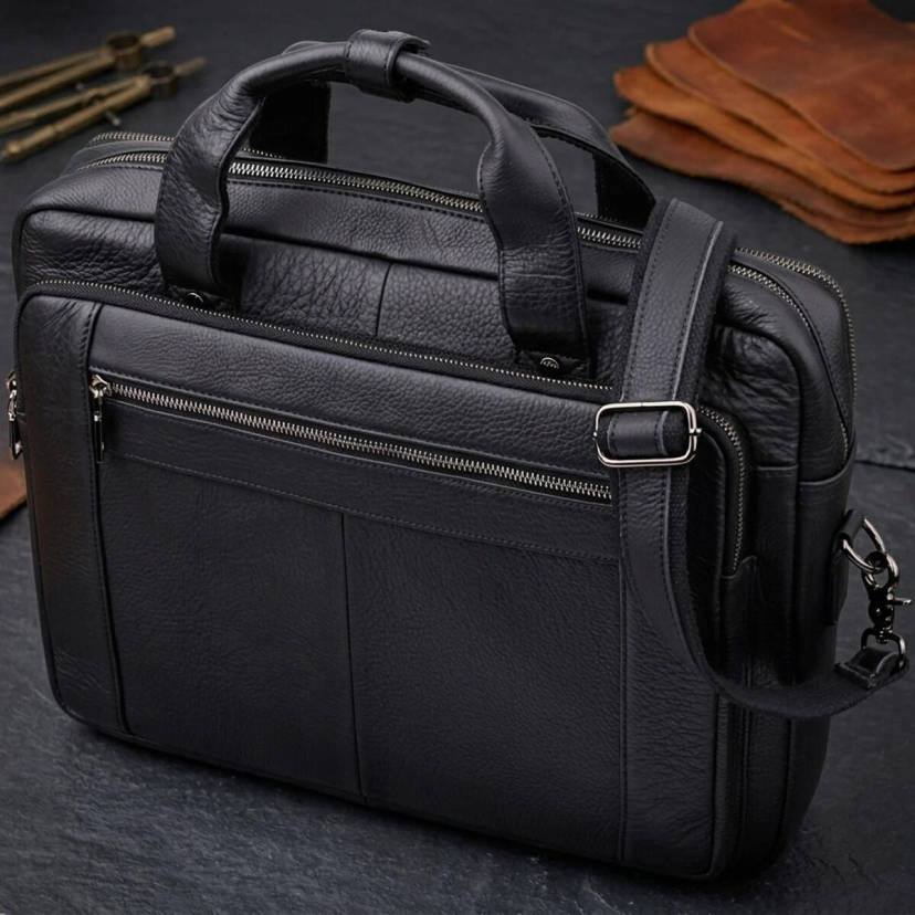 Портфель для чоловіків з натуральної шкіри Vintage 23042 Чорний