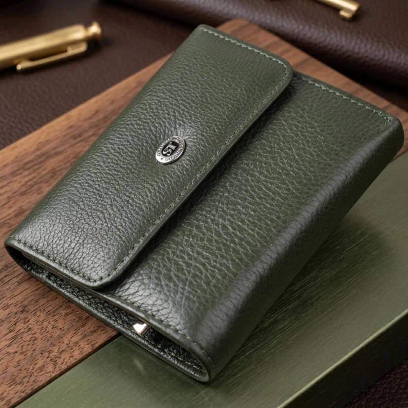 Жіночий гаманець середнього розміру із натуральної шкіри ST Leather 23074 Зелений