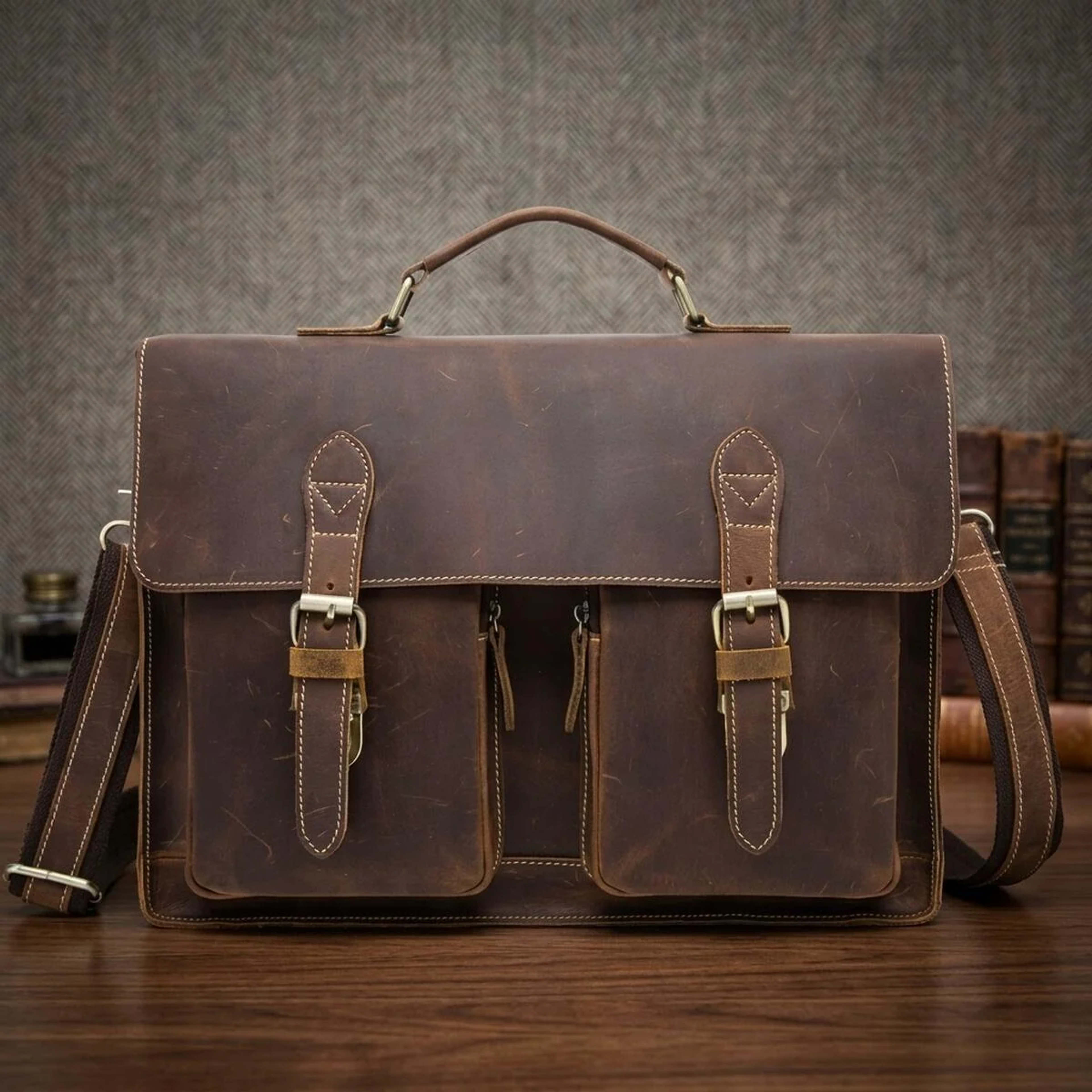 Портфель чоловічий зі шкіри Vintage 14774 Коричневий