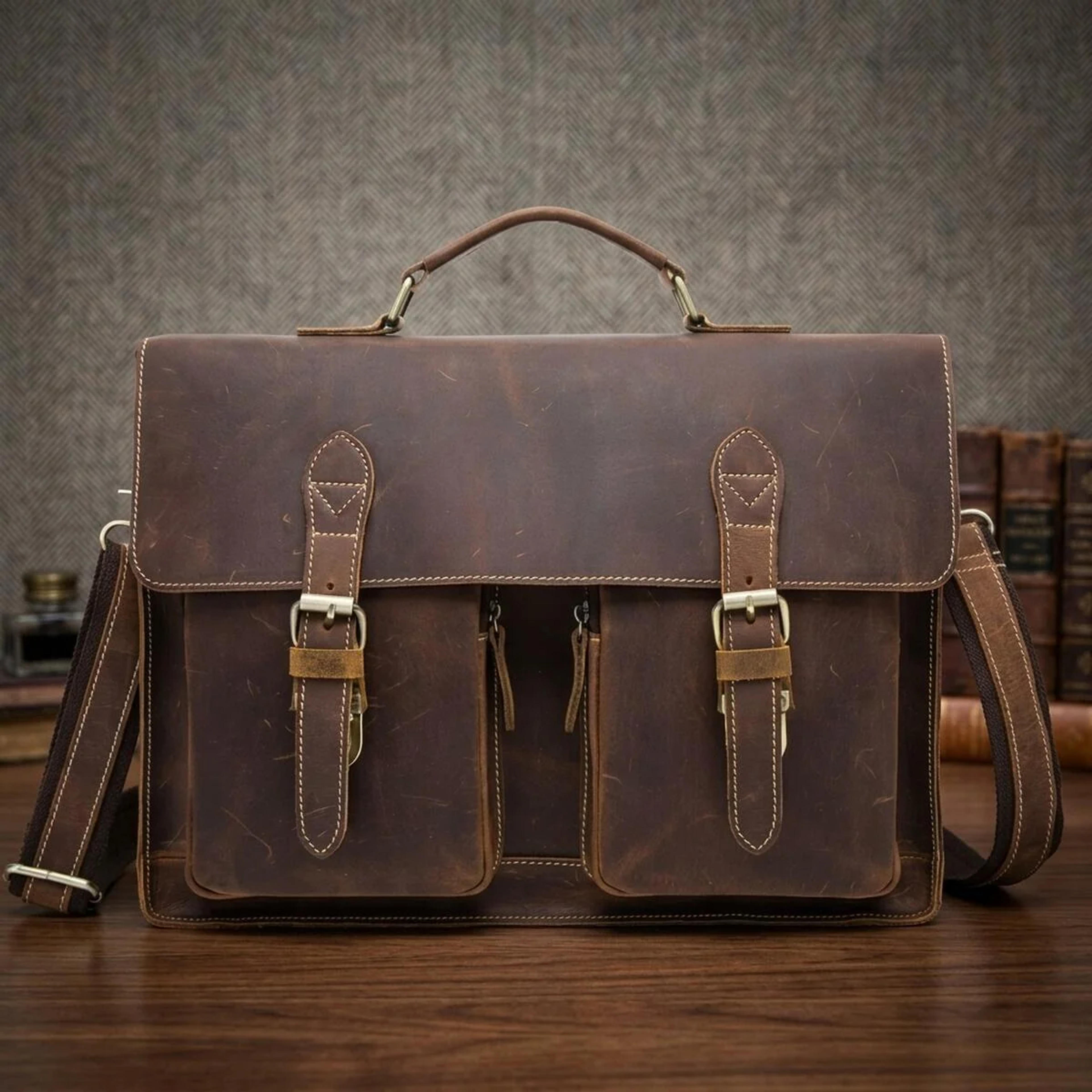 Портфель чоловічий зі шкіри Vintage 14774 Коричневий