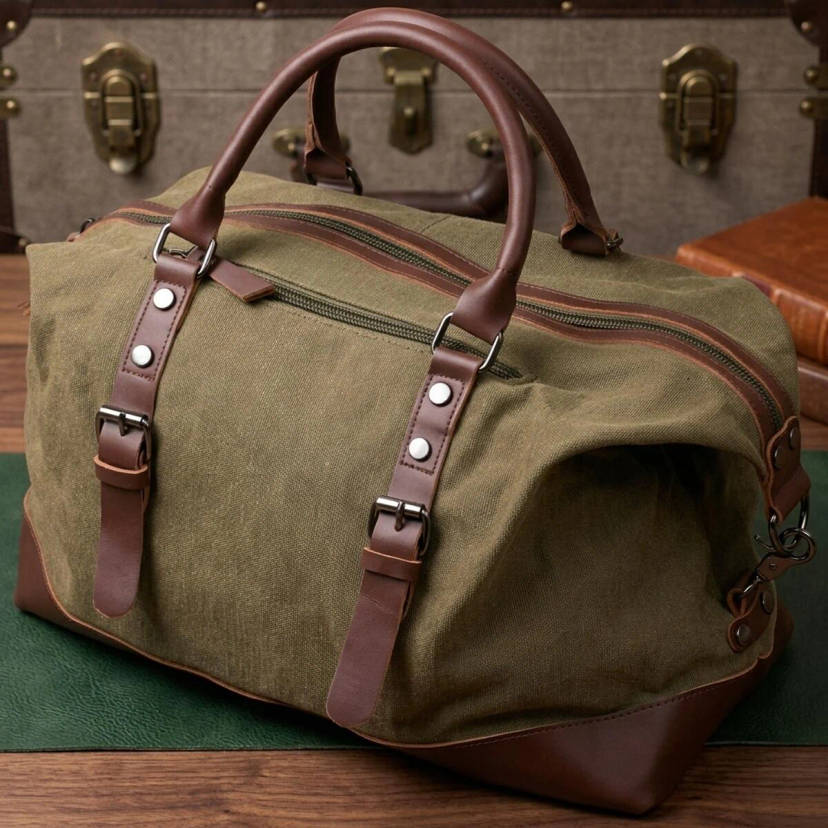 Дорожня сумка текстильна Vintage 20171 Зелена