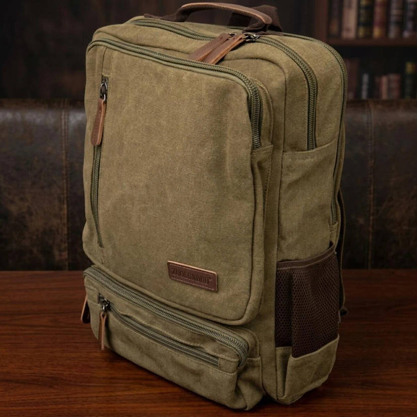 Рюкзак текстильний дорожній унісекс на два відділення Vintage 20612 Зелений