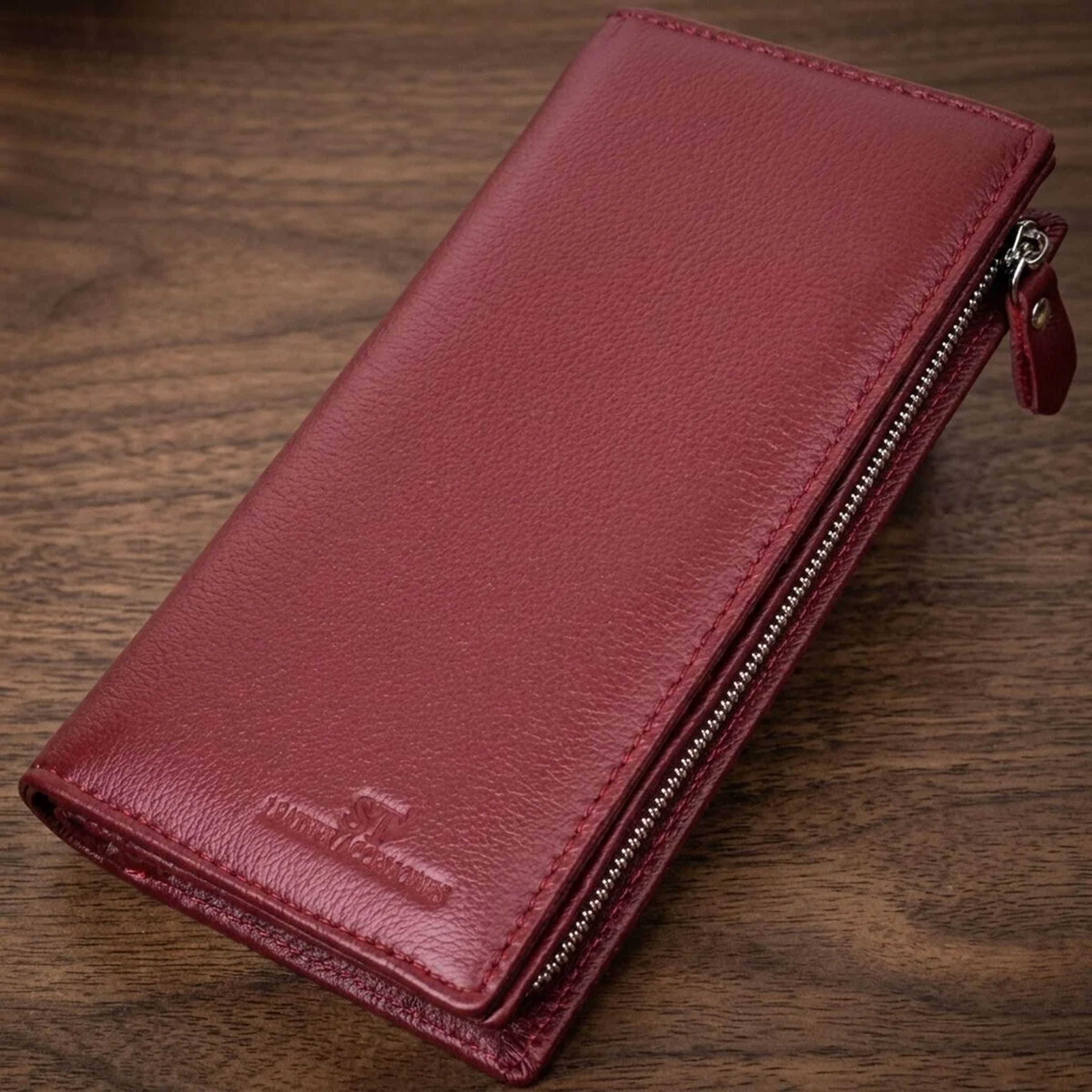 Современный кошелек-клатч для стильных женщин из натуральной кожи ST Leather 22534 Бордовый