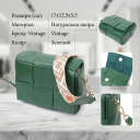 Компактная вечерняя сумка для женщин с переплетами из натуральной кожи Vintage 22312 Зеленая thumbnail 3