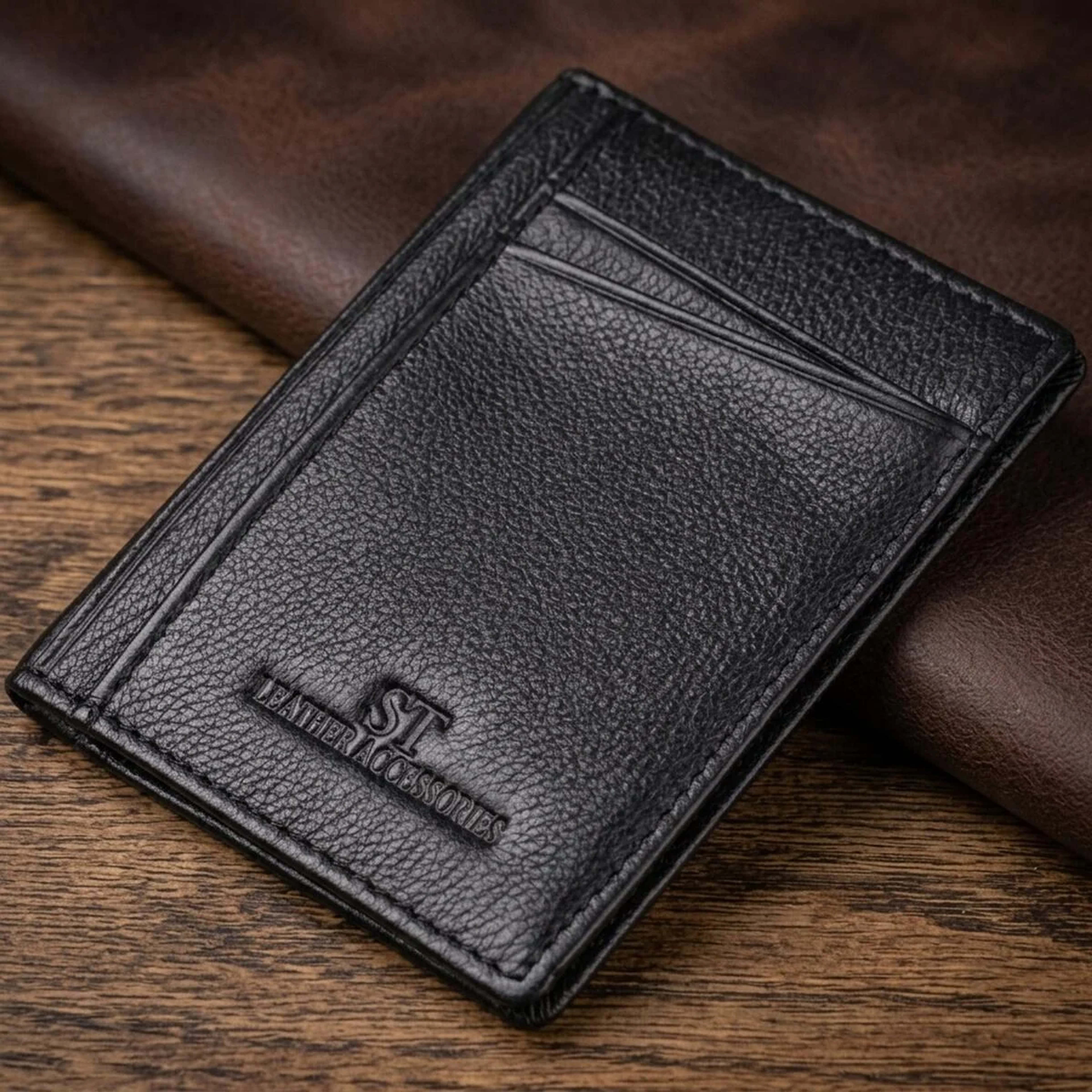 Чоловічий гаманець для карток із натуральної шкіри ST Leather 23091 Чорний