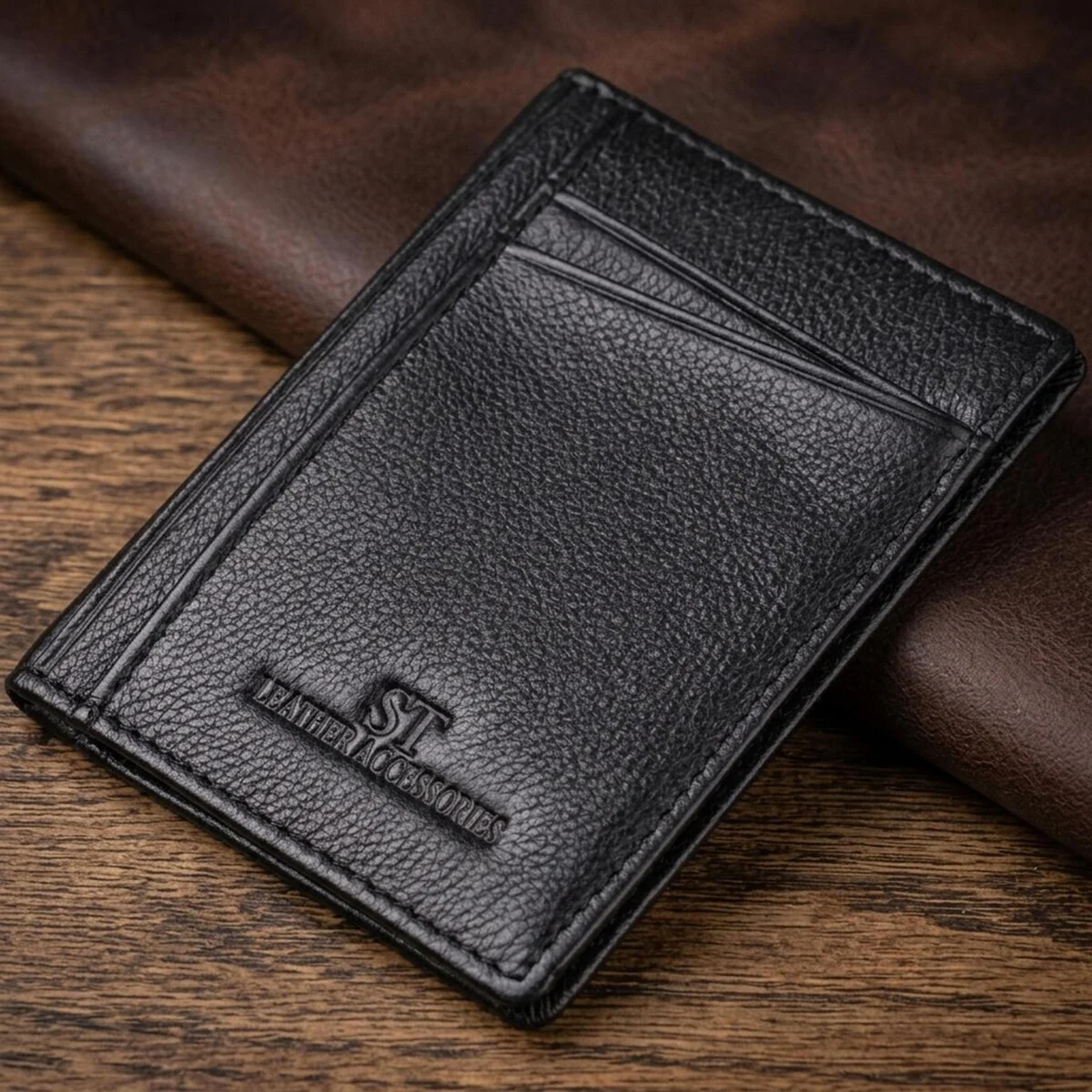 Чоловічий гаманець для карток із натуральної шкіри ST Leather 23091 Чорний