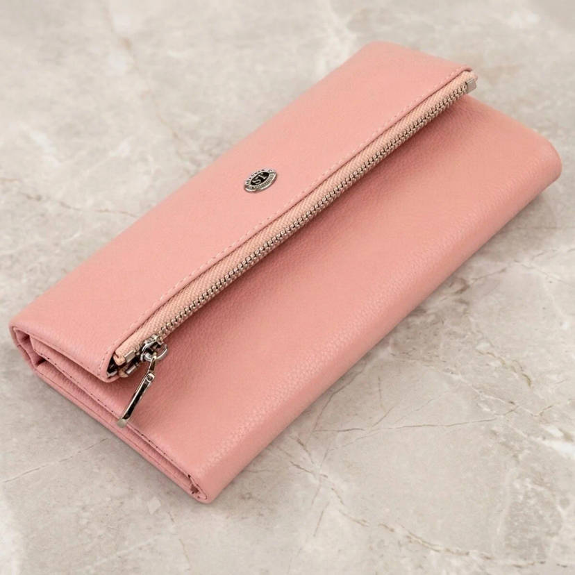 Клатч конверт з кишенею для мобільного шкіряний жіночий ST Leather 19271 Рожевий