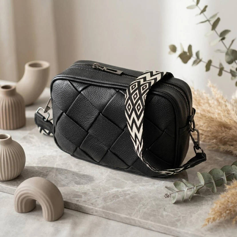 Жіноча сумка з палітуркою з натуральної шкіри Vintage 22406 Чорна