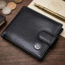 Чоловічий шкіряний купюрник для карток купюр та монет ST Leather 18308 Чорний thumbnail 1