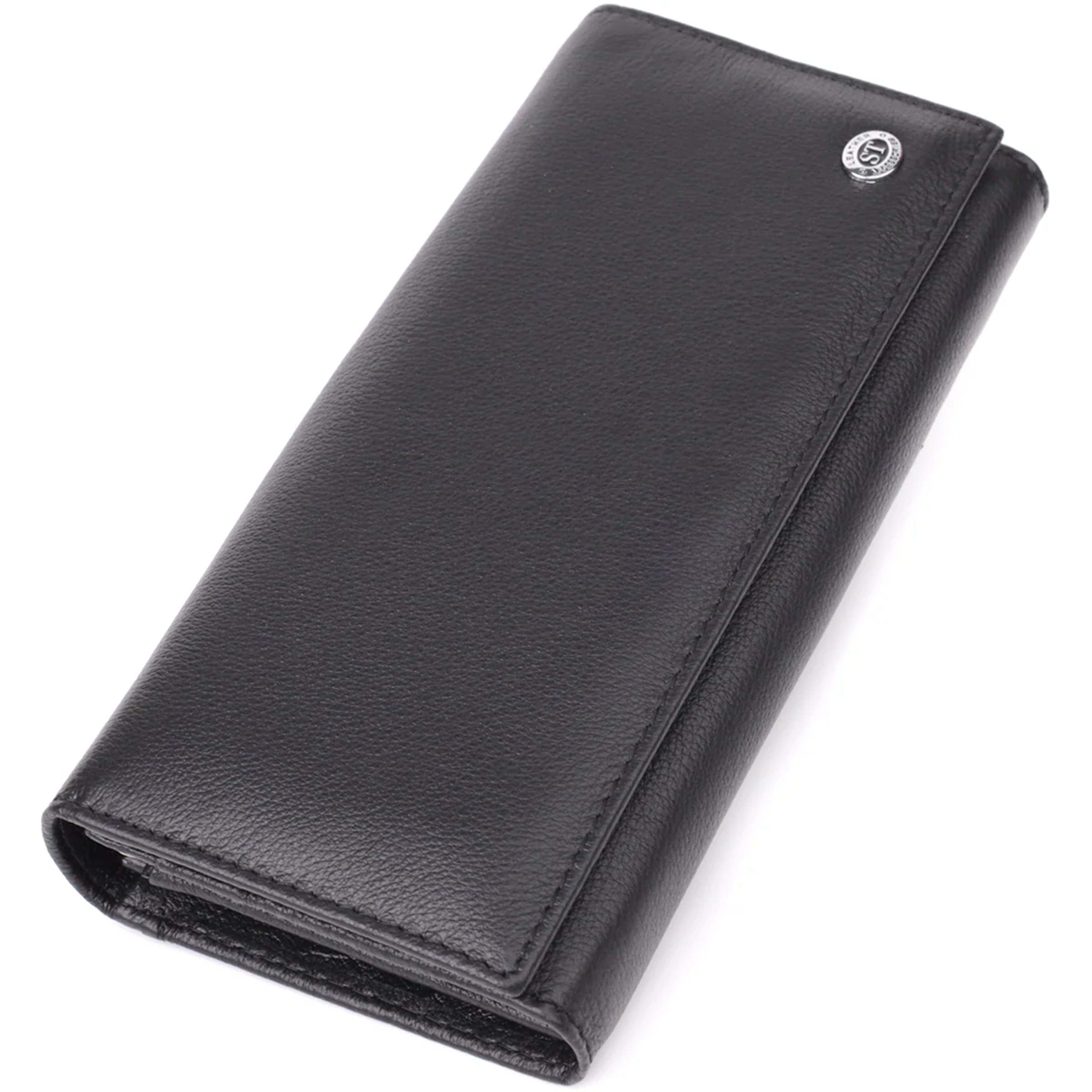 Солідний жіночий гаманець із натуральної шкіри ST Leather 23088 Чорний