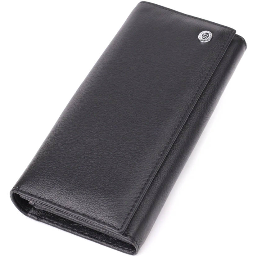 Солідний жіночий гаманець із натуральної шкіри ST Leather 23088 Чорний