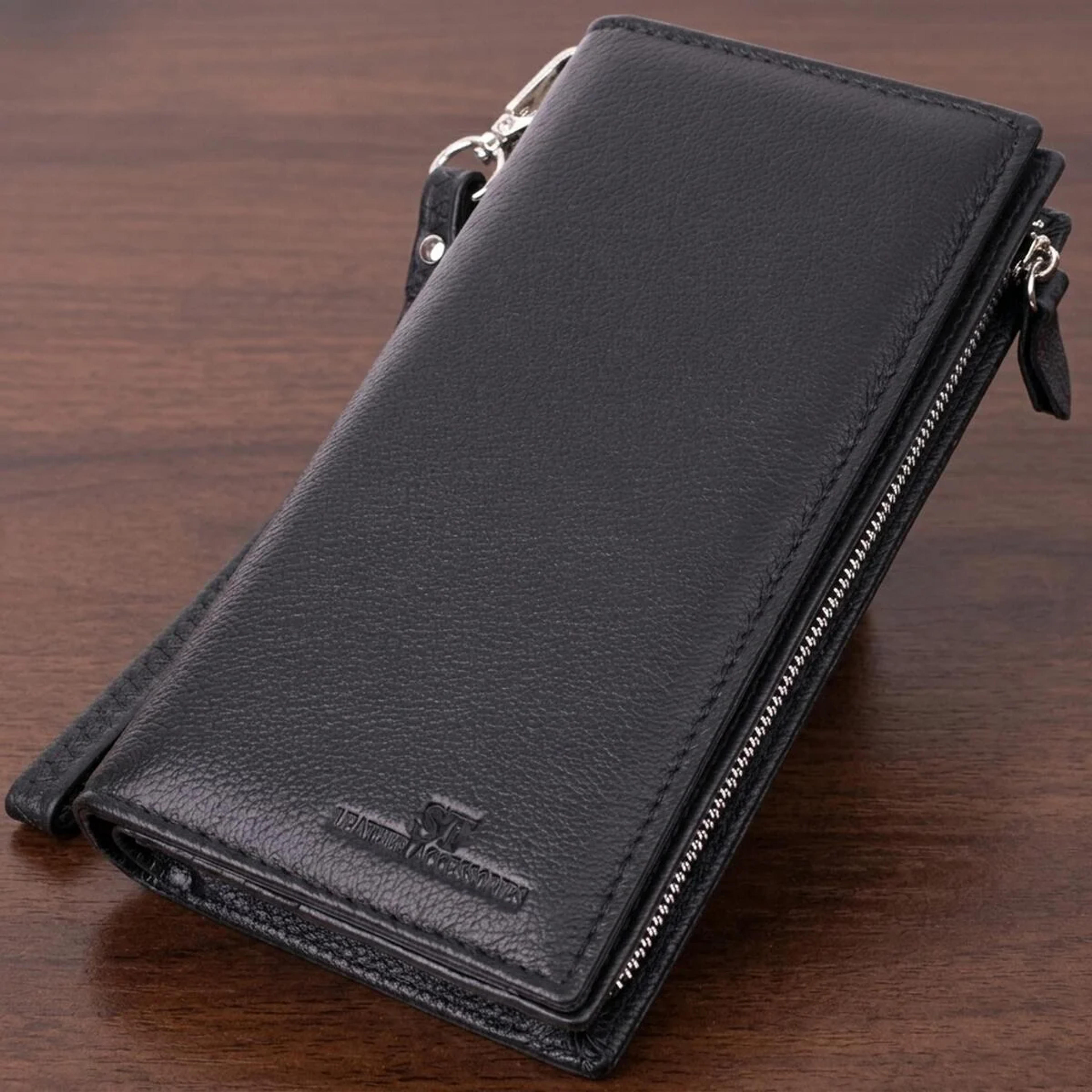 Вертикальний гаманець-клатч унісекс із натуральної шкіри ST Leather 22532 Чорний