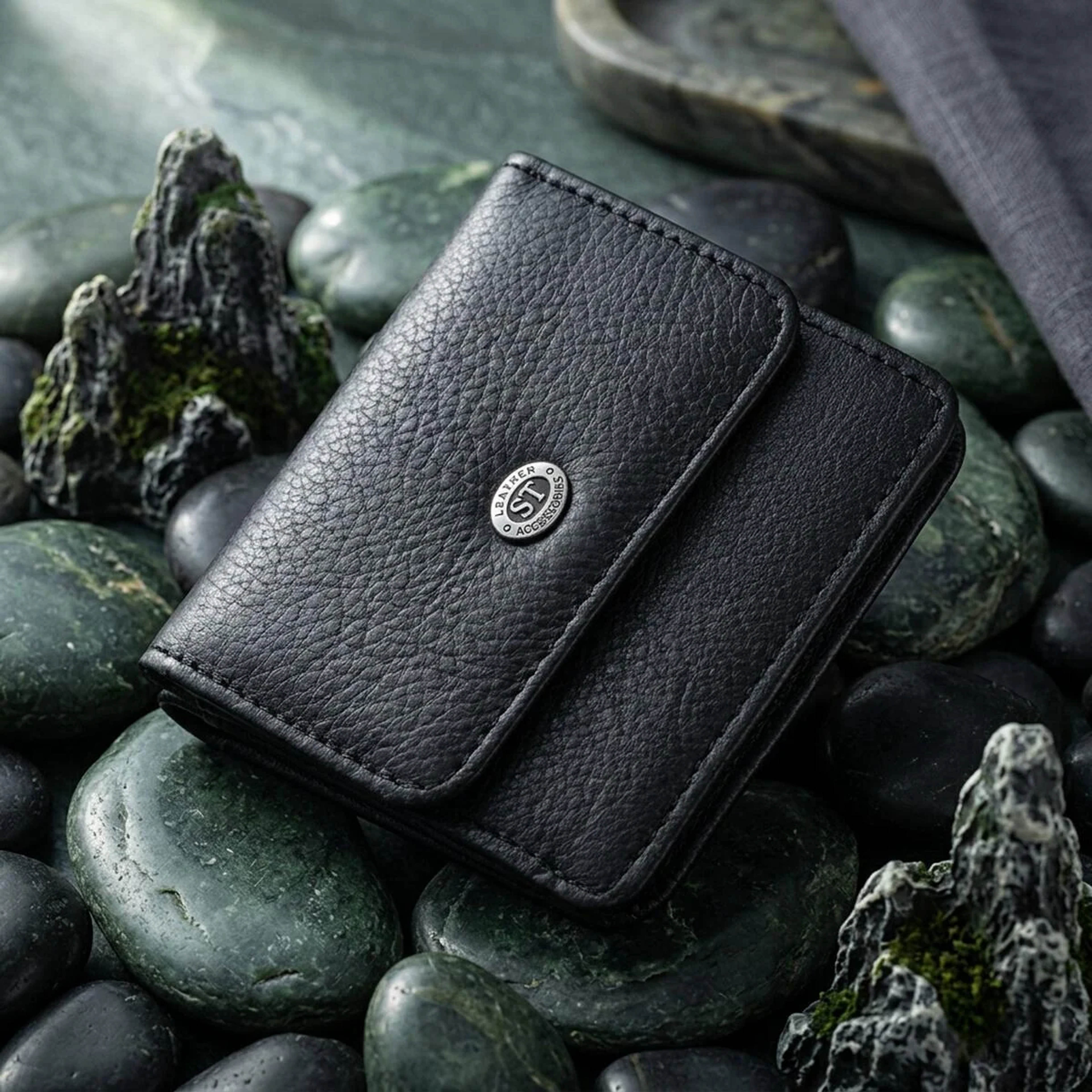 Жіночий шкіряний гаманець для карток купюр та монет ST Leather 22690 Чорний