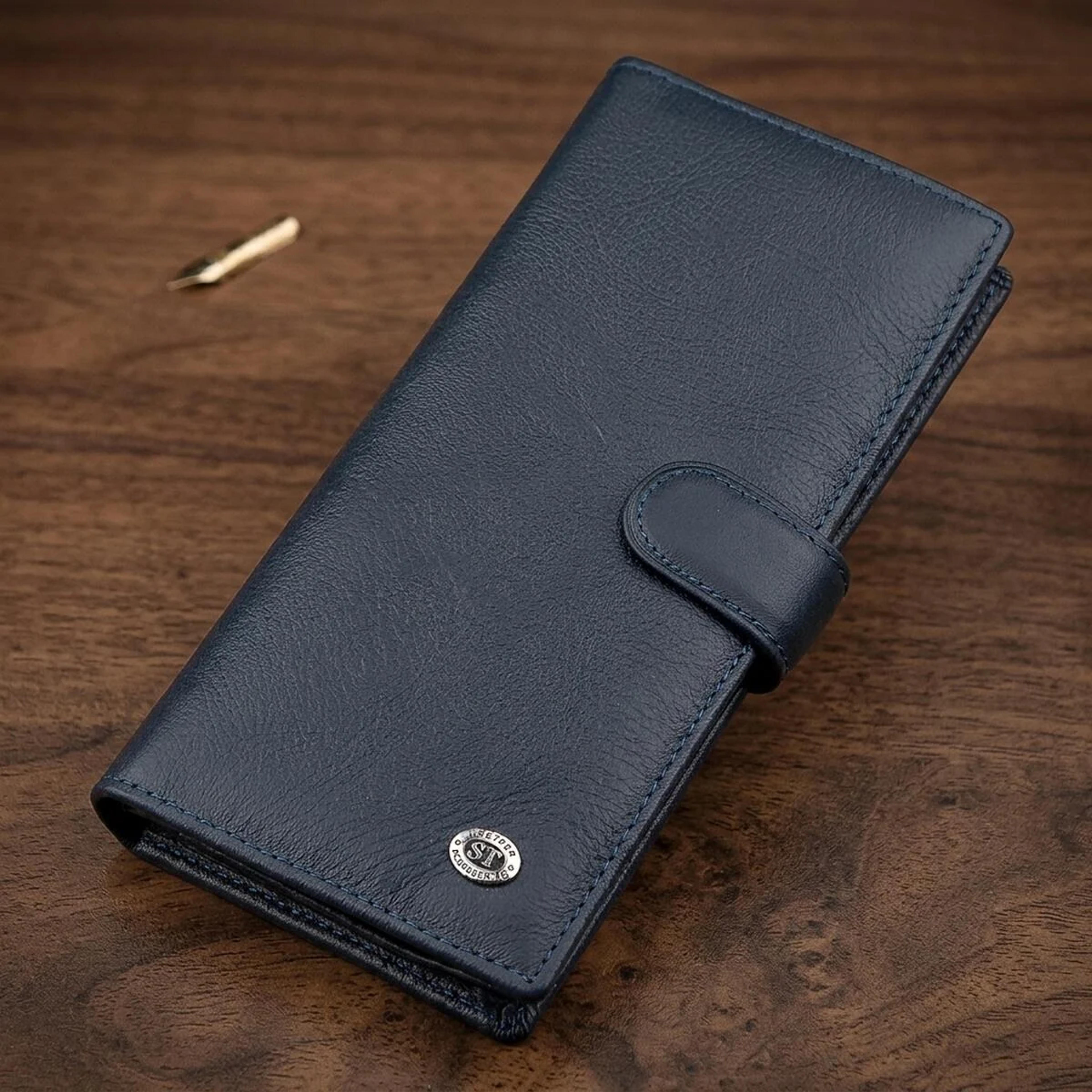 Чоловічий купюрник ST Leather 18365 (ST147) шкіряний Синій