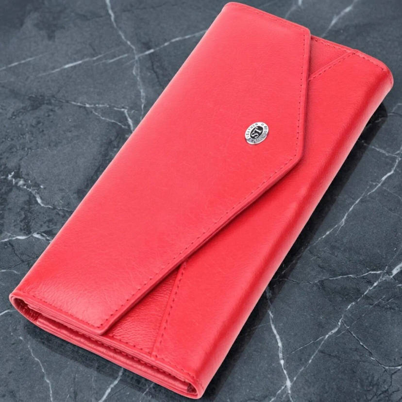 Жіночий гаманець з геометричним клапаном з натуральної шкіри ST Leather 22545 Червоний