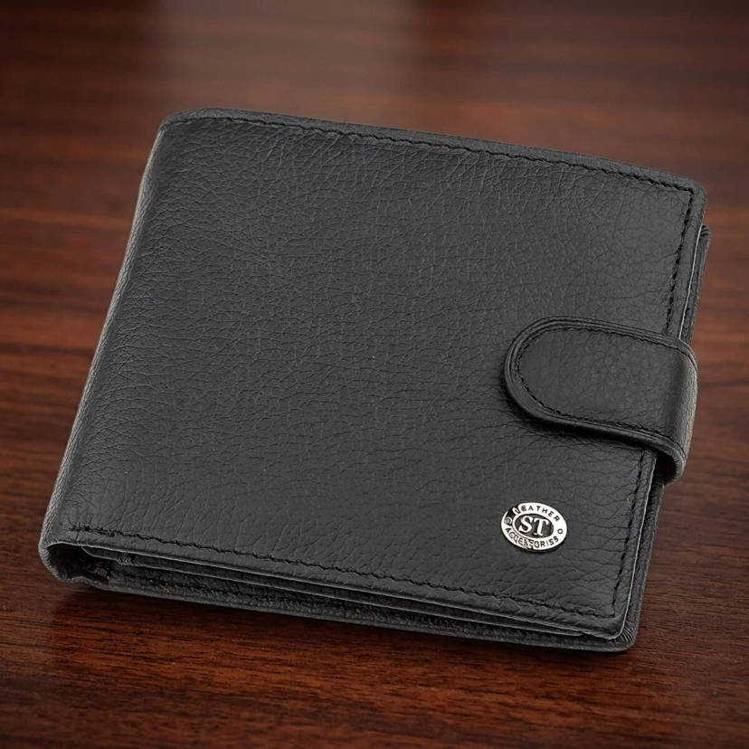 Чоловічий гаманець ST Leather 18339 (ST138) дуже стильний Чорний