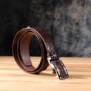 Ремінь-автомат CROCODILE LEATHER 18240 з натуральної шкіри крокодила Коричневий thumbnail 15