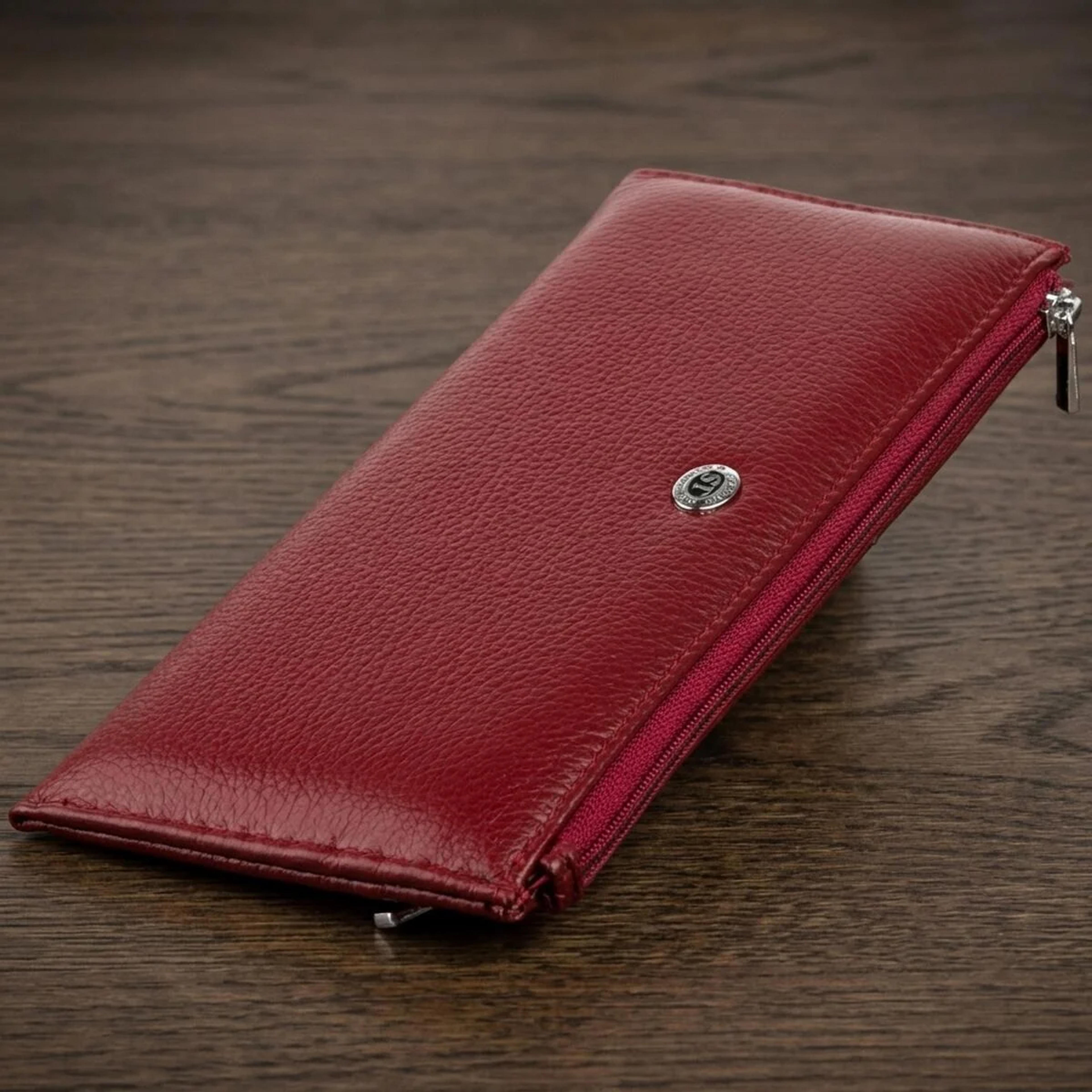 Горизонтальний тонкий гаманець зі шкіри жіночий ST Leather 19326 Бордовий