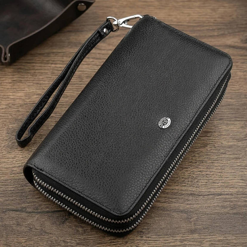 Чоловічий гаманець ST Leather 18451 (ST127) натуральна шкіра Чорний