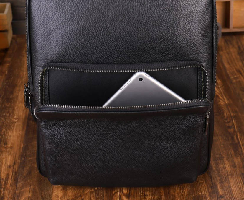 Шкіряний рюкзак для ноутбука на два відділи Vintage 20906_1 Чорний