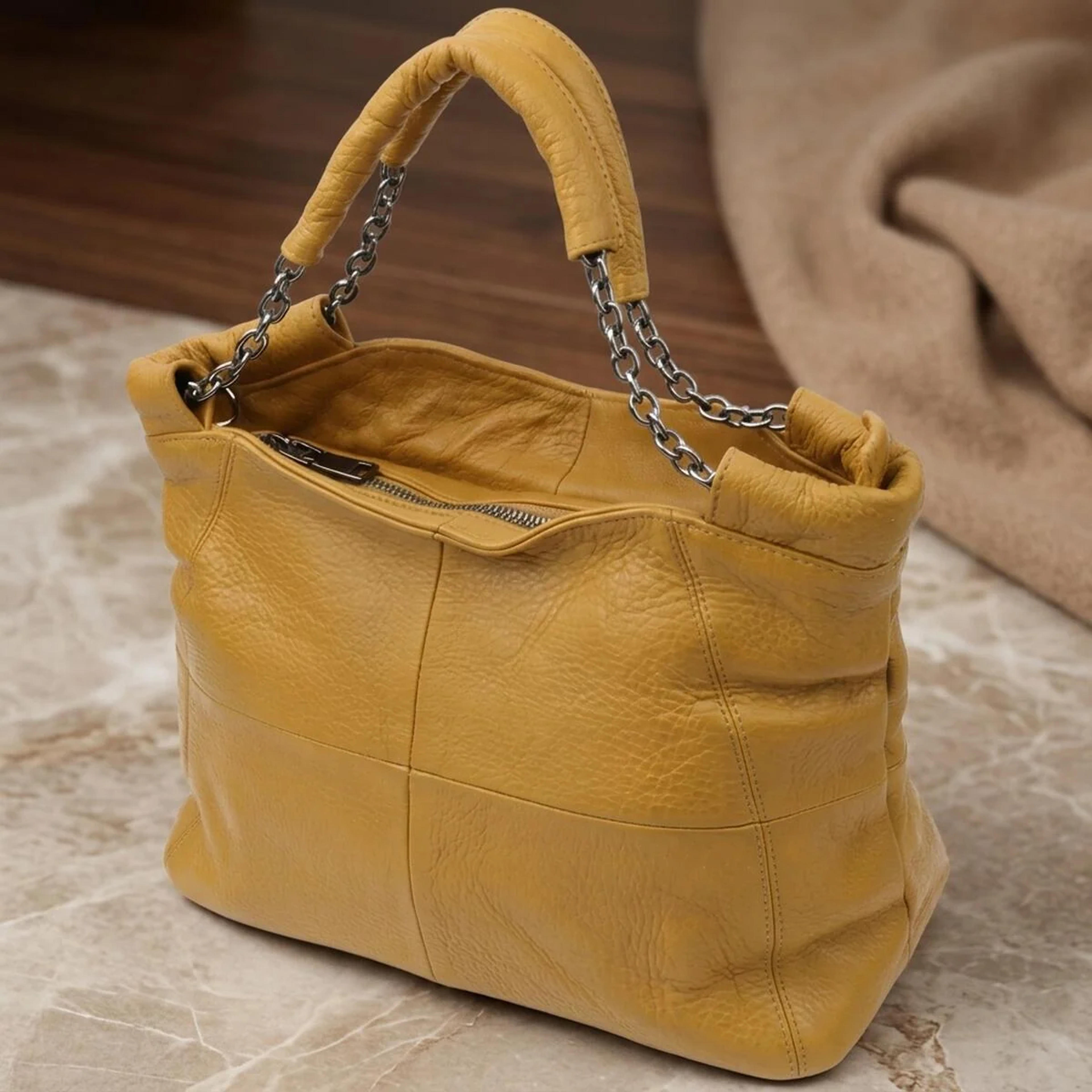 Практична сумка жіноча з натуральної шкіри Vintage 22991 Жовтий