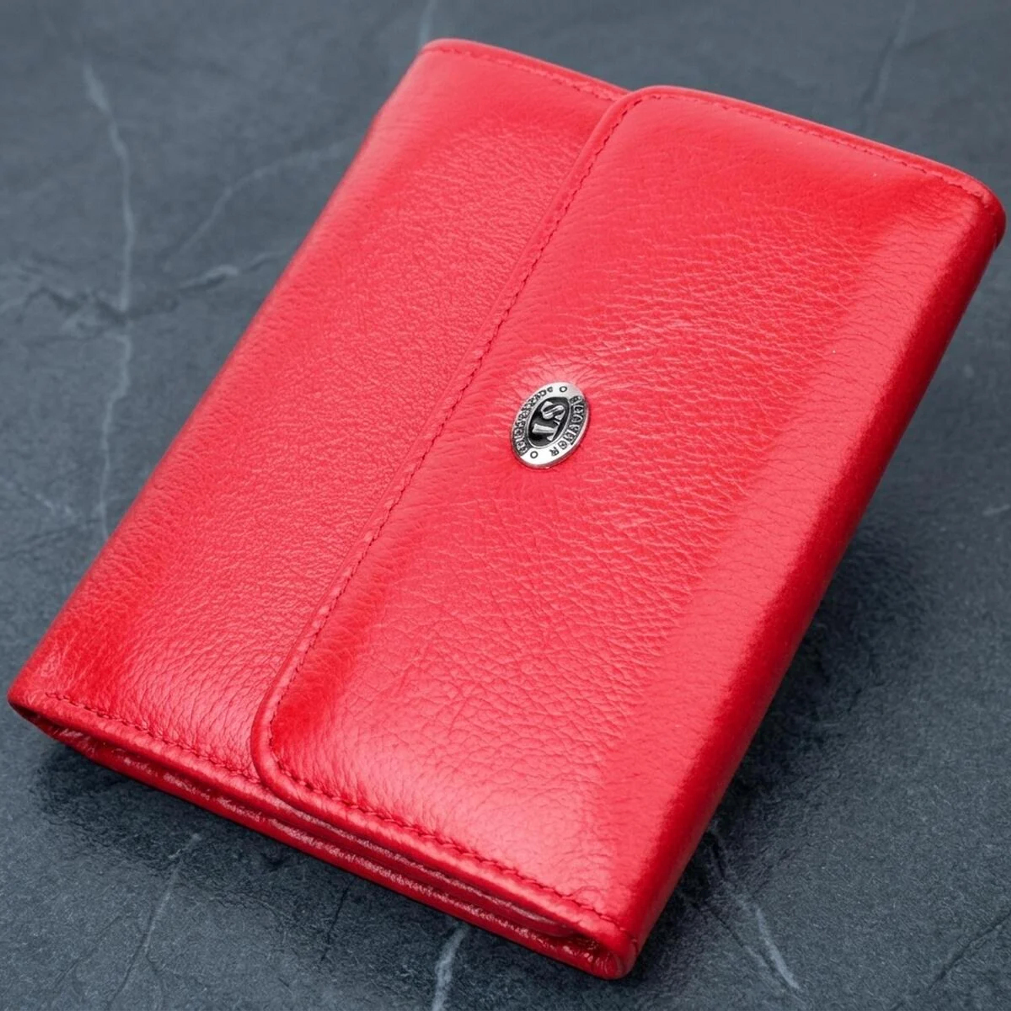 Яскравий жіночий гаманець із монетницею із натуральної шкіри ST Leather 19482 Червоний
