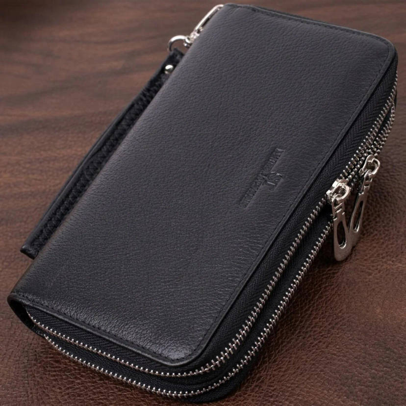 Чоловічий клатч на два відділення з натуральної шкіри ST Leather 22531 Чорний
