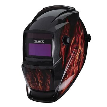 Auto-Darkening Welding Helmet, Red Flames