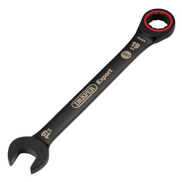 Draper Expert HI-TORQ® Metric Ratchet Combination Spanner, 19mm, Black