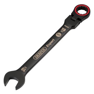 Draper Expert HI-TORQ® Metric Flexible Head Ratchet Combination Spanner, 19mm, Black