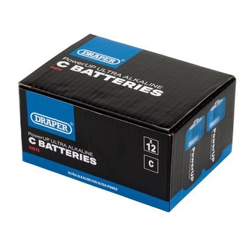 Draper PowerUP Ultra Alkaline C Batteries (Pack of 12)