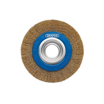 Brassed Steel Bench Grinder Wire Wheel Brush, 150 x 31.75mm