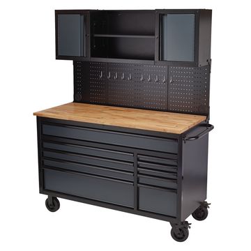 BUNKER® Roller Workstation with Workbench, 10 Drawer, 56