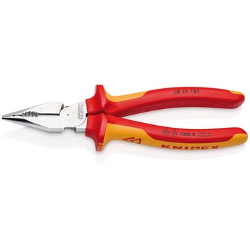 KNIPEX 08 26 185 SB Needle-Nose Combination Pliers insulated with multi-component grips,