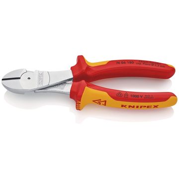 KNIPEX 74 06 180 SB VDE Insulated High Leverage Diagonal Cutter, 180 mm