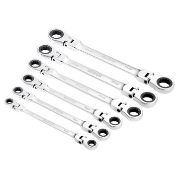 Draper HI-TORQ® Metric Flexible Head Double Ring Ratchet Spanner Set (6 Piece)