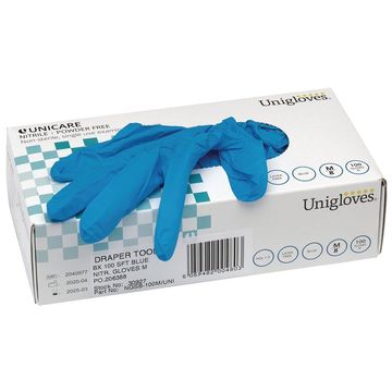 Blue Nitrile Gloves - Size Medium (Box of 100)