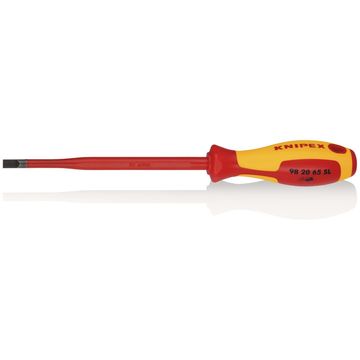 KNIPEX 98 20 65 SL VDE Insulated Slotted Screwdriver, 6.5 x 150mm - Slim