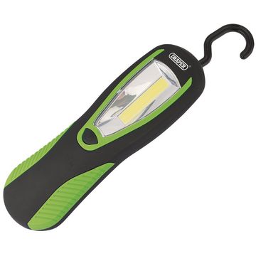 COB LED Work Light with Magnetic Back and Hanging Hook, 3W, 200 Lumens, Green, 3 x AA Batteries