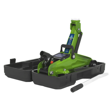 Trolley Jack 2 Tonne Hi-Vis Short Chassis with Storage Case